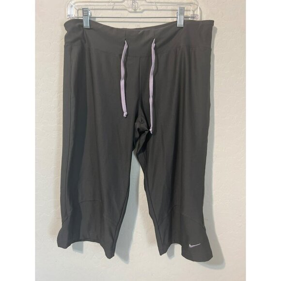 Nike Sz L Grey Lavender Crop Athetic Pants Running Crop Pants Vented Hem - Picture 1 of 9